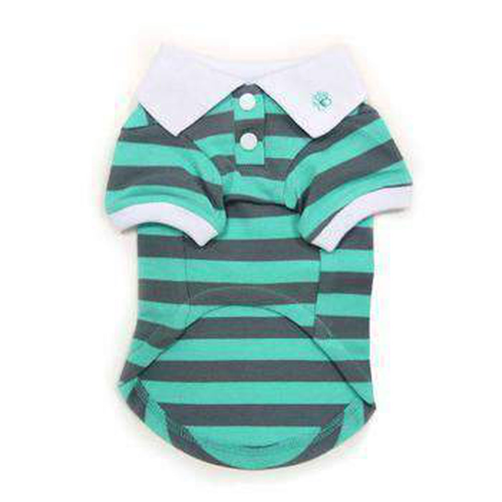 PuppyPAWer Stripe Dog Polo by Dogo - Green - X-Large